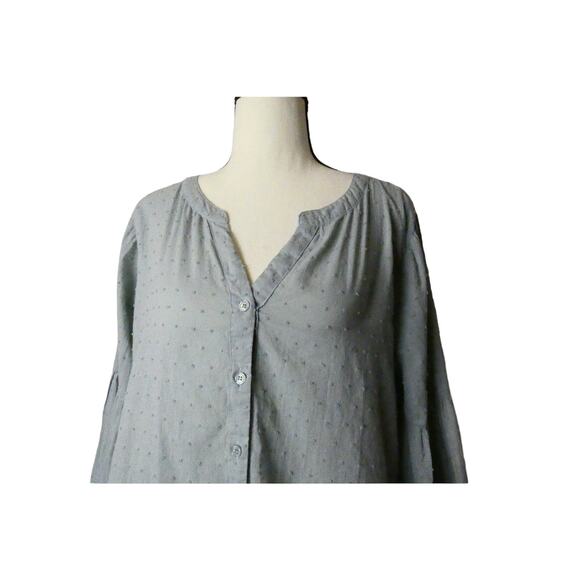 Kori America Women's Small Blouse Button Collarless Peasant Long Sleeve - Picture 2 of 7